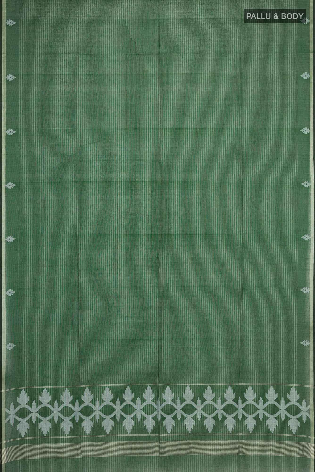 Haimanti-Bottle Green Bengal Cotton Saree - Image 4