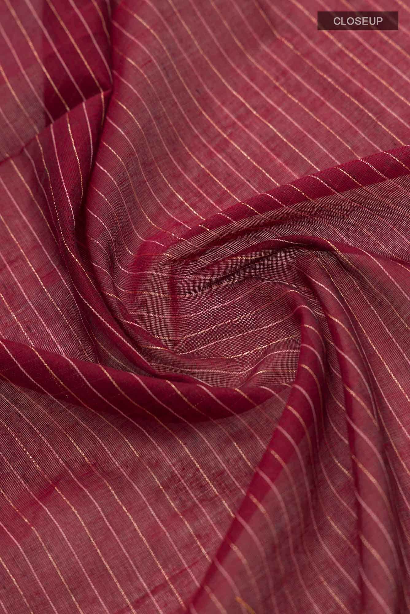 Haimanti-Maroon Bengal Cotton Saree - Image 3