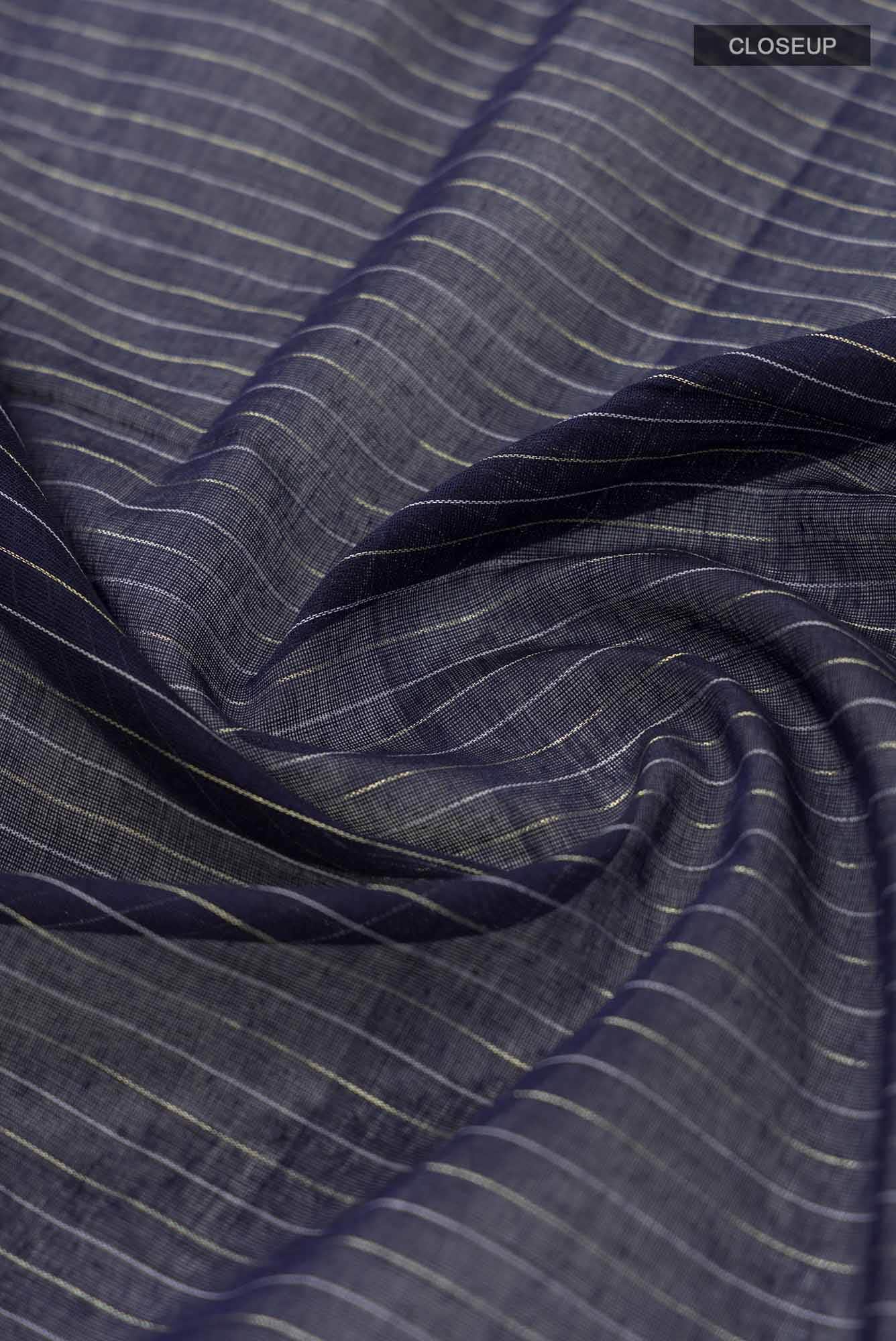Haimanti-Navy Blue Bengal Cotton Saree - Image 3