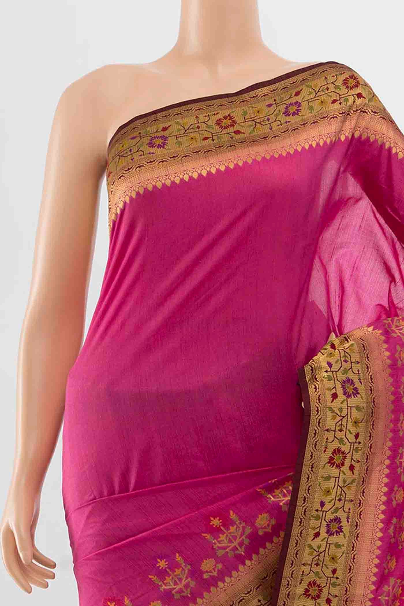 Imperial Pink Art Silk Saree - Image 2