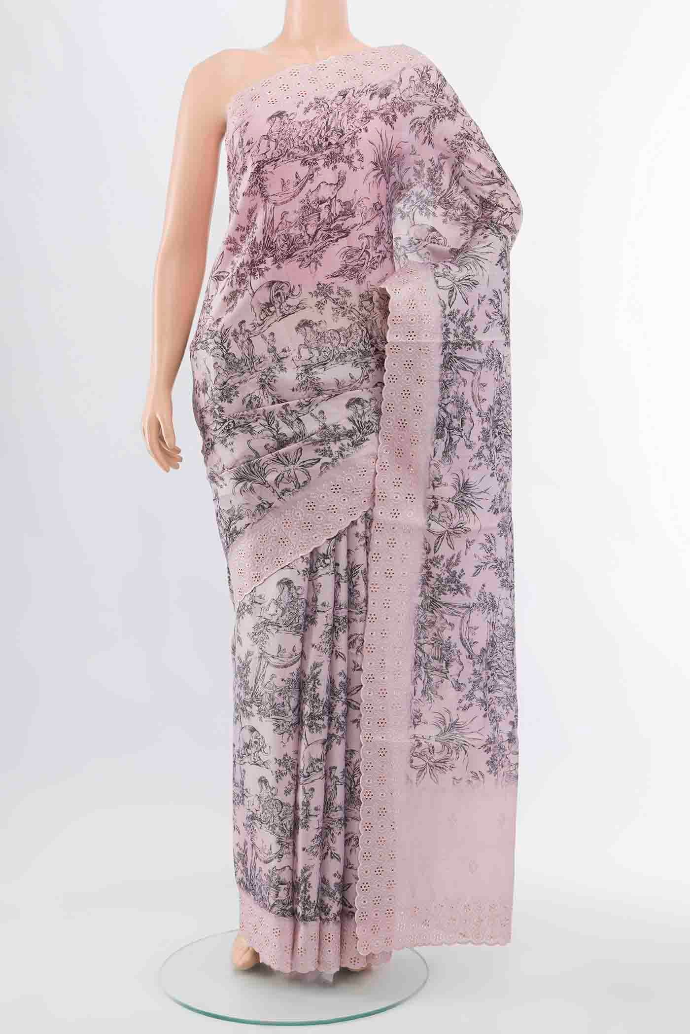 Off White Blended Art Silk Saree