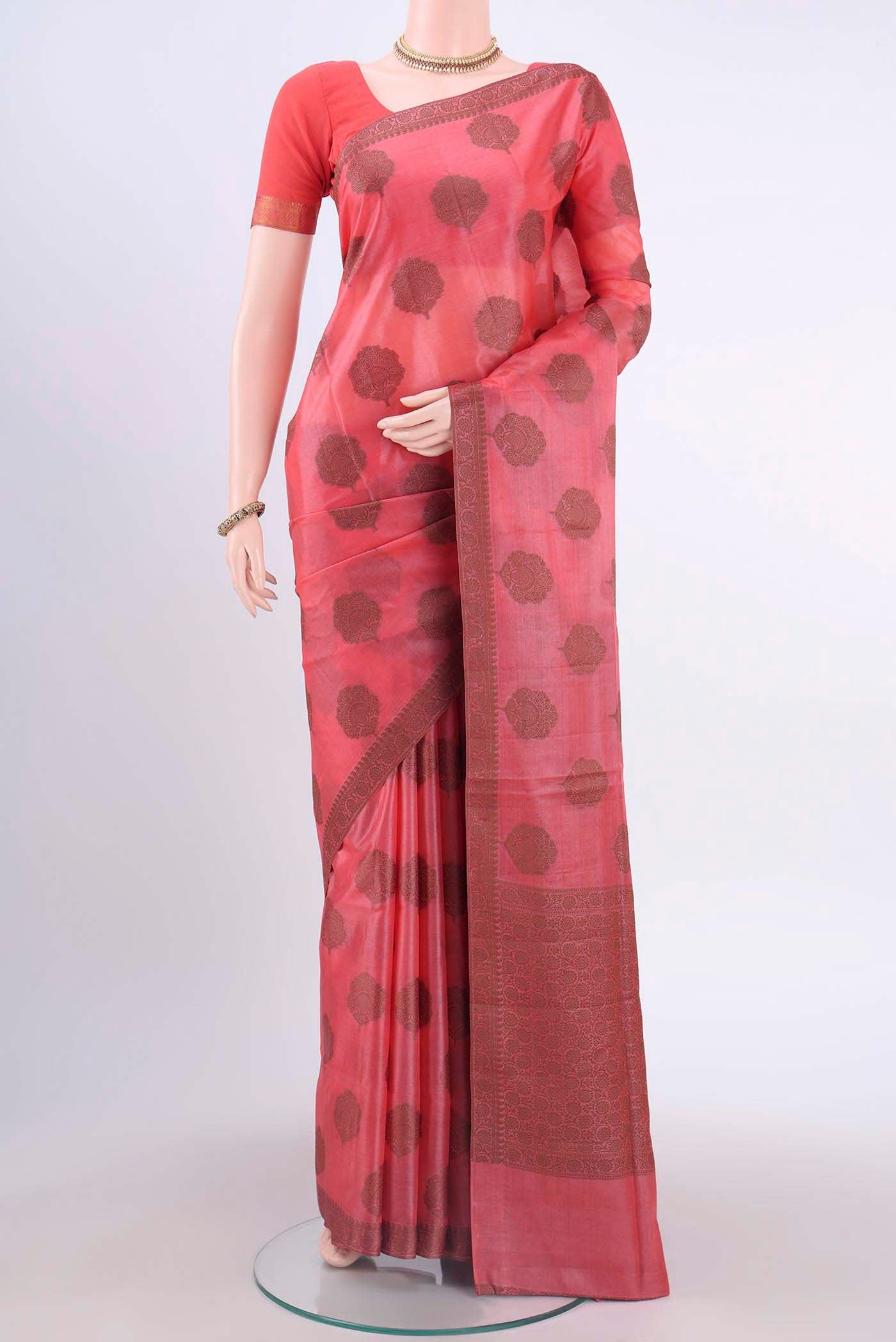 Imperial Pink Banarasi Raw Silk Saree