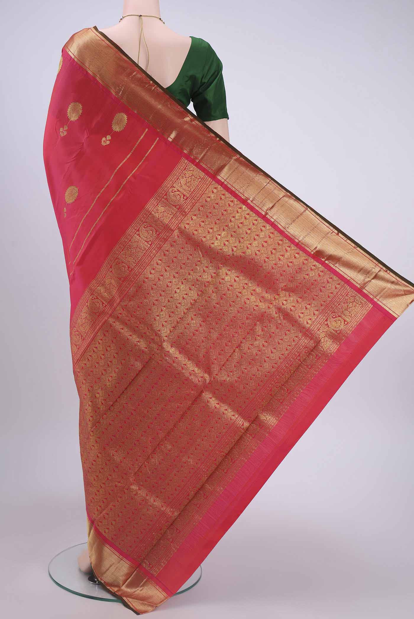 Pink Kanchipuram Silk Saree - Image 3