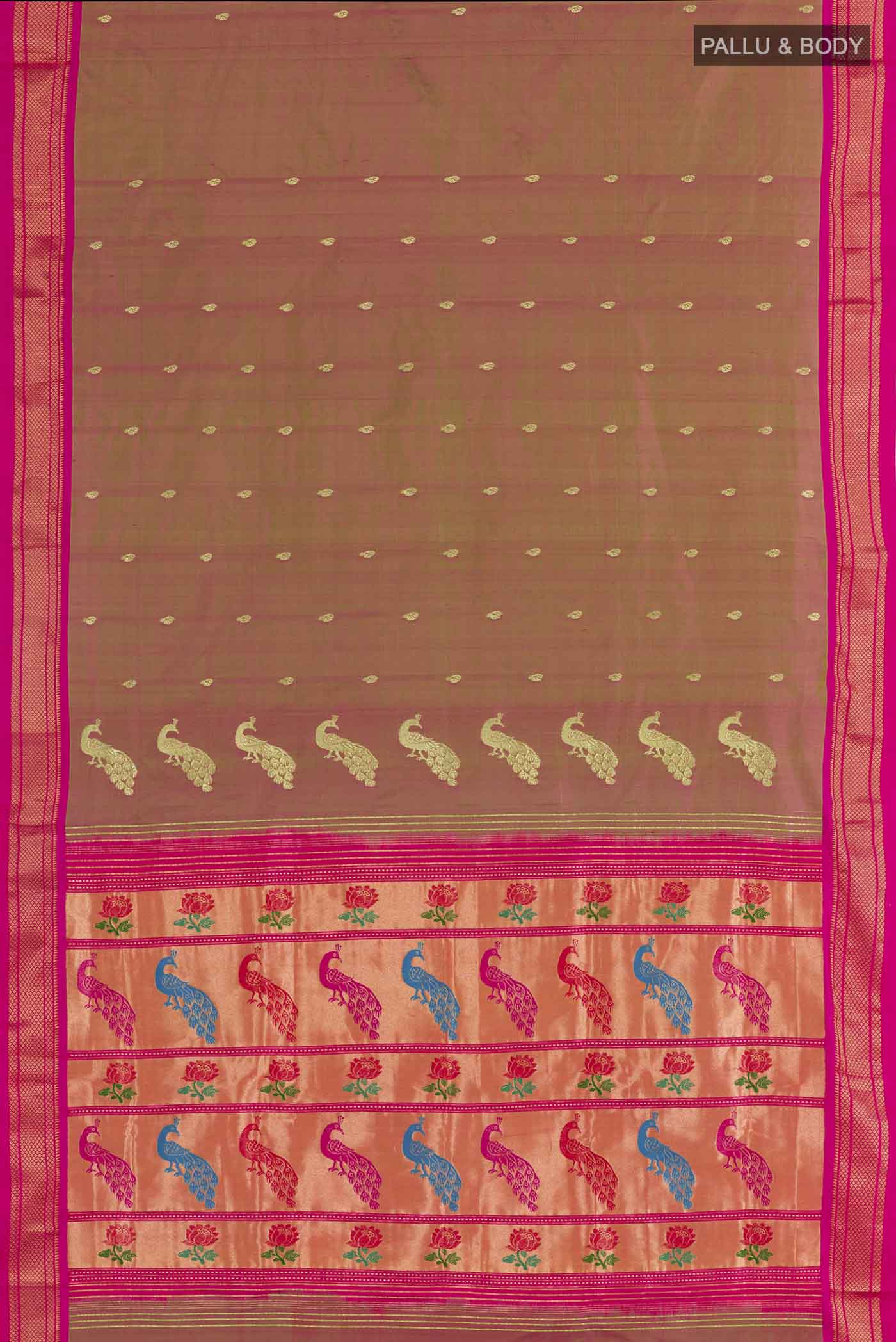 Imperial Pink Dual Tone Paithani Silk Saree - Image 6