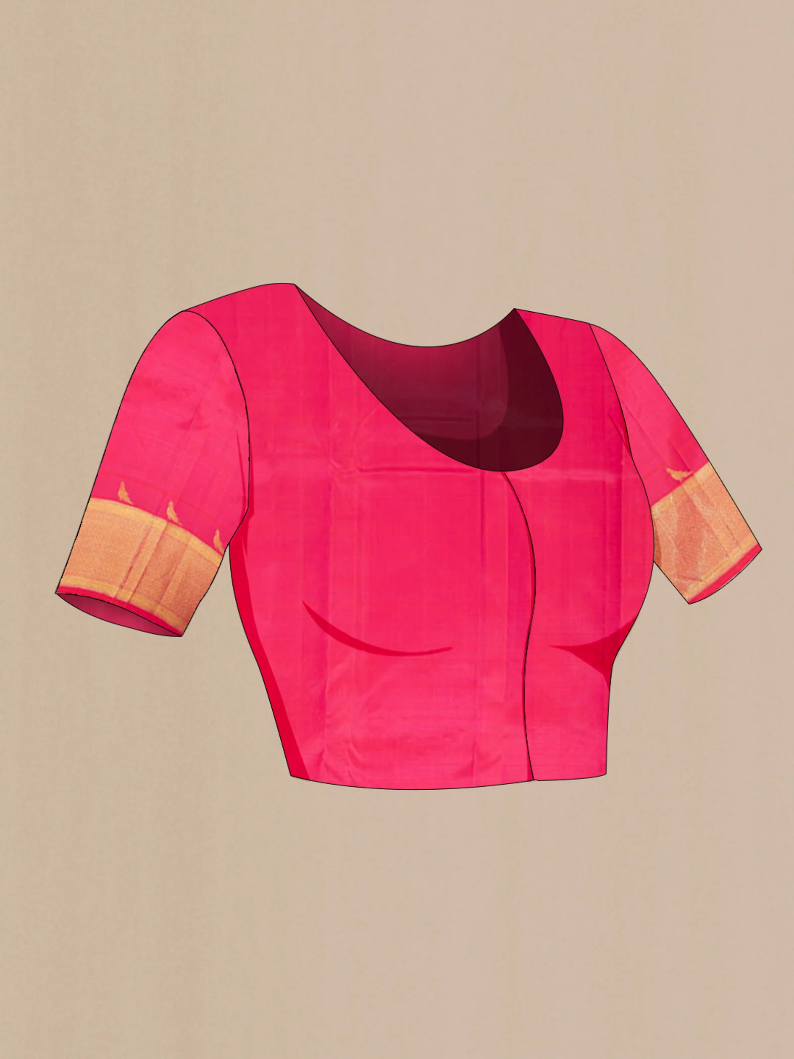 Pink with Orange Color Kanchipuram Silk Saree - Image 4