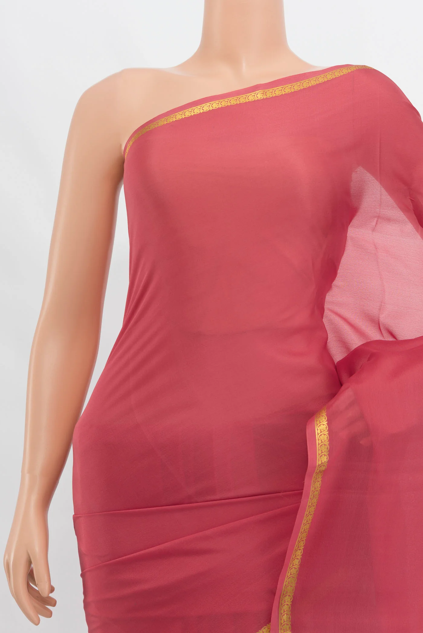 Pink Mysore Crepe Saree - Image 2