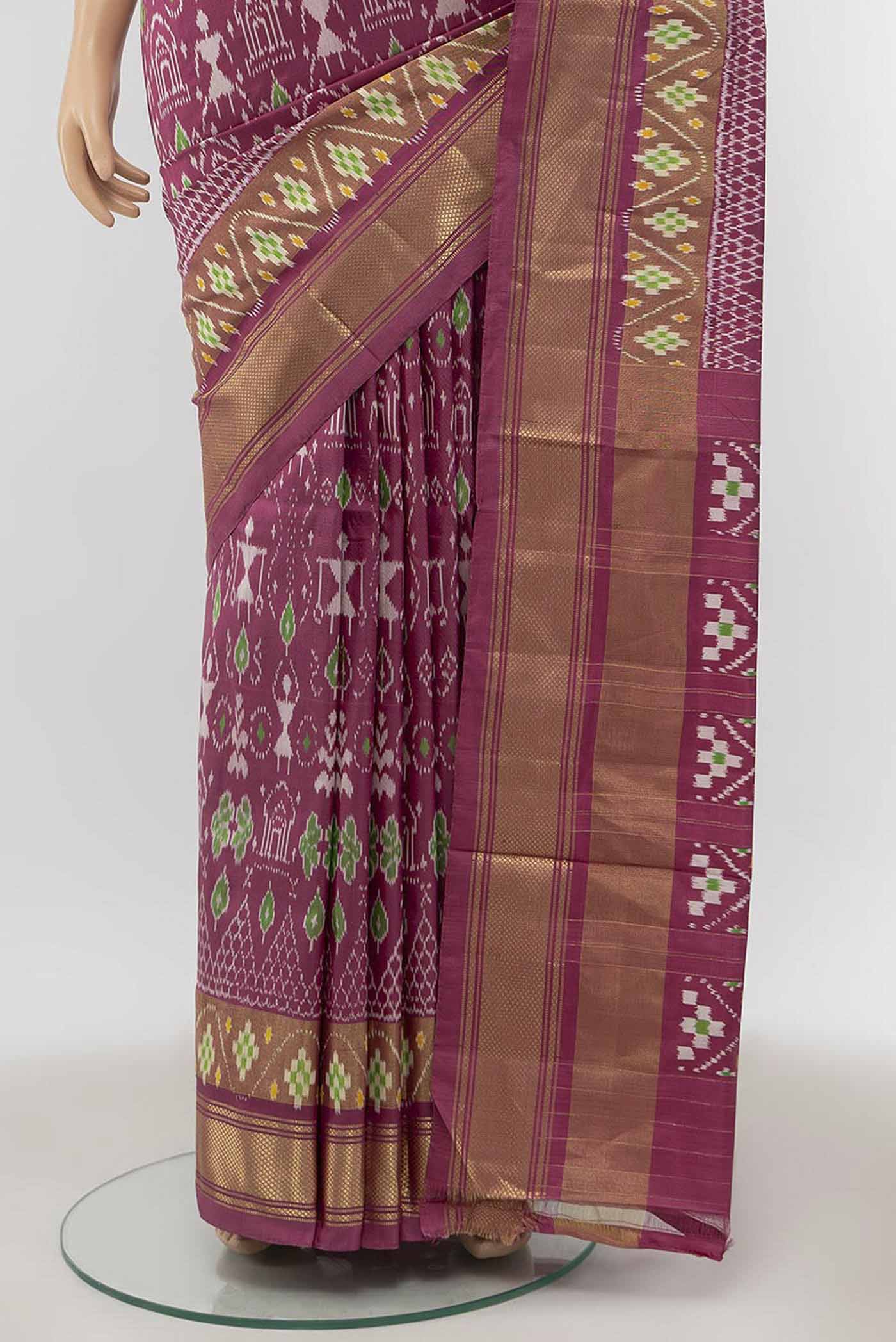 Imperial Pink Pochampally Silk Saree - Image 3