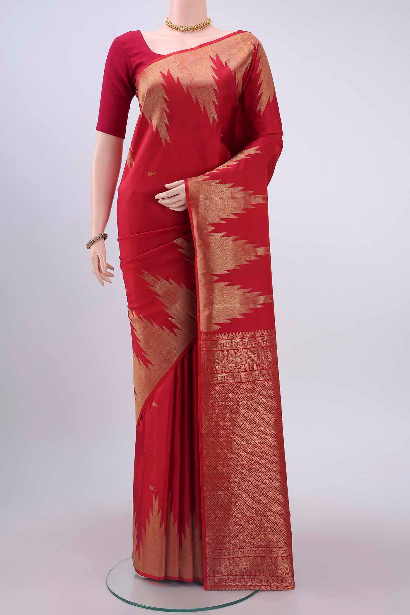 Imperial Red Dual Tone Kanchipuram Saree