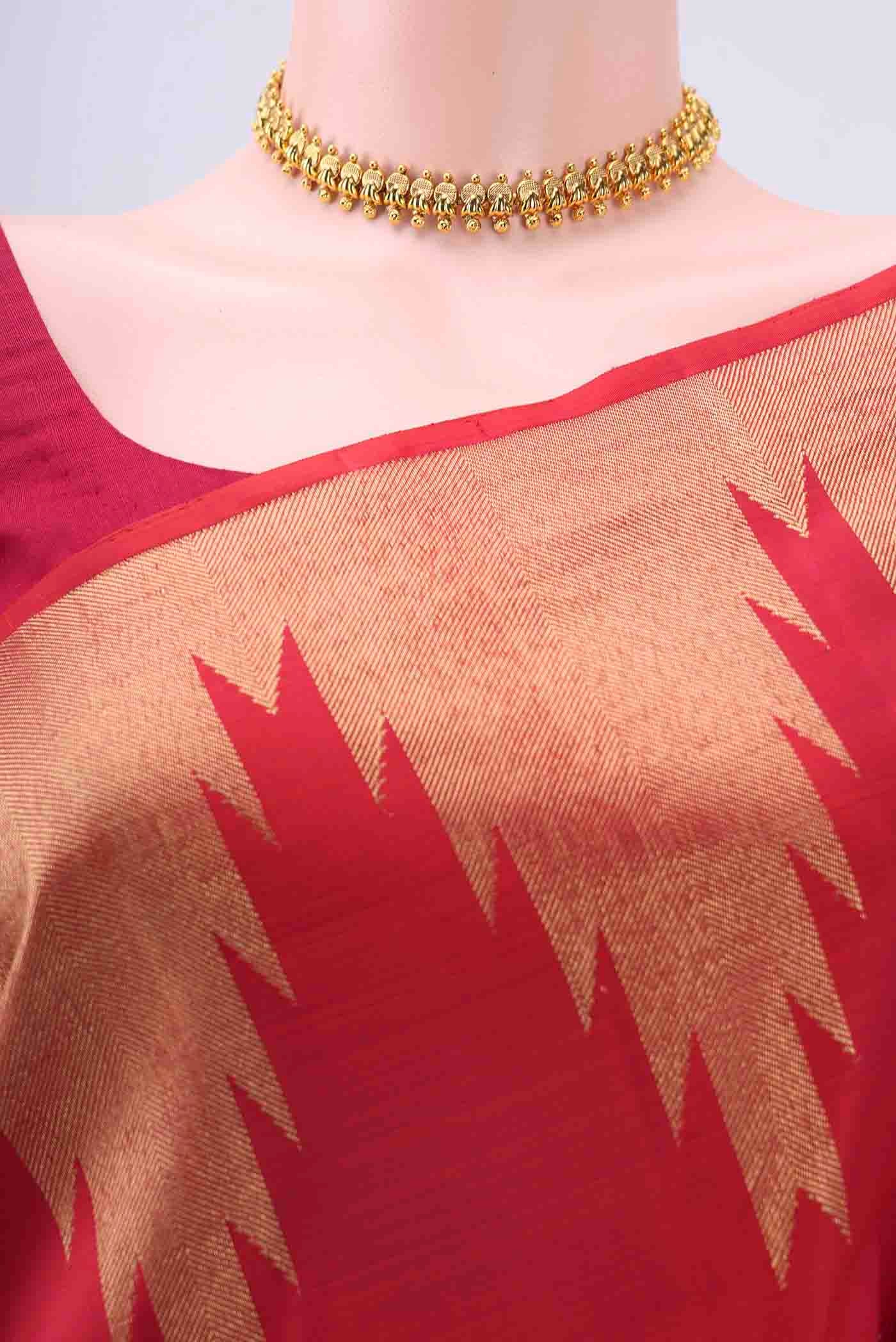 Imperial Red Dual Tone Kanchipuram Saree - Image 2