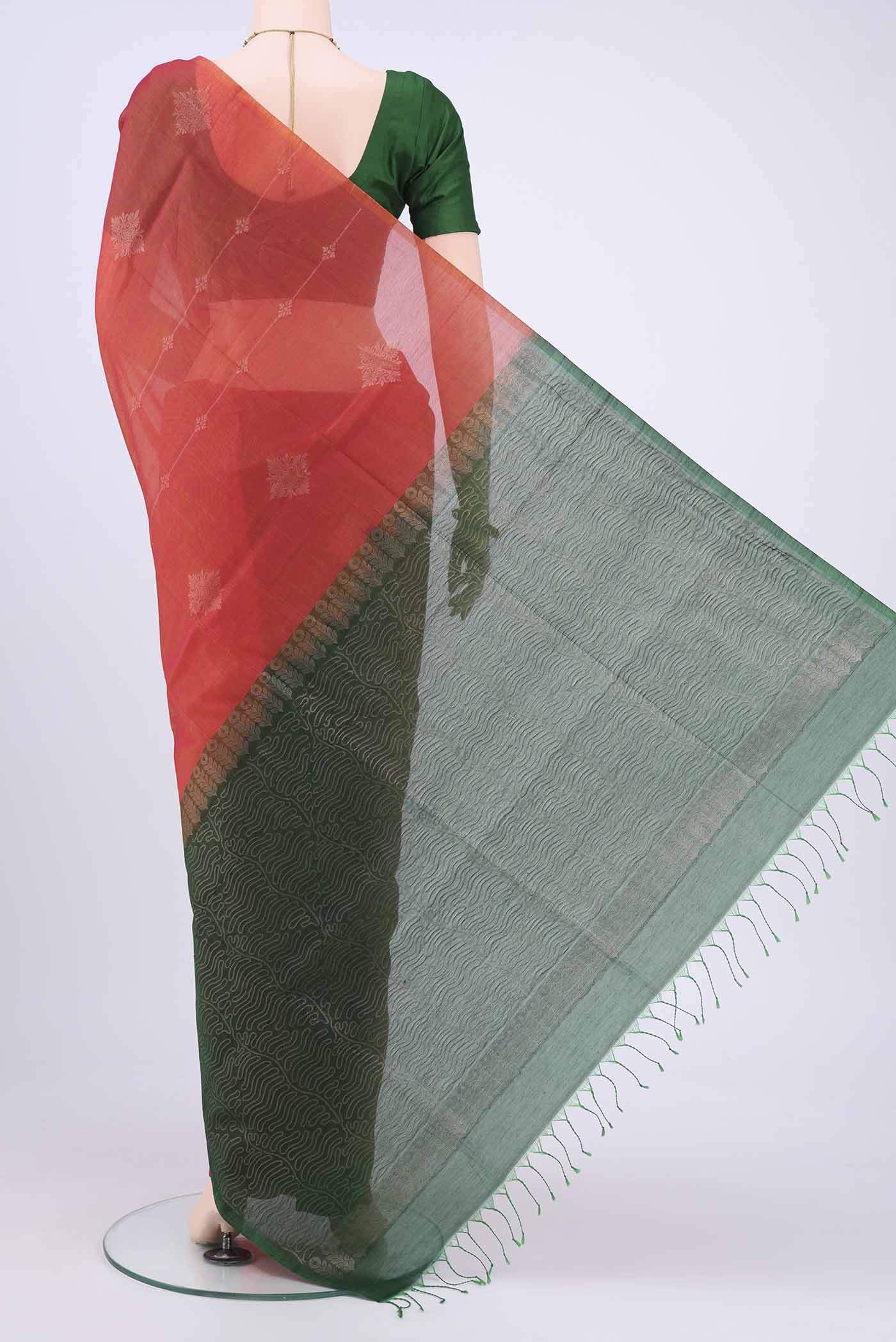 Imperial Red Kota Cotton Saree - Image 3