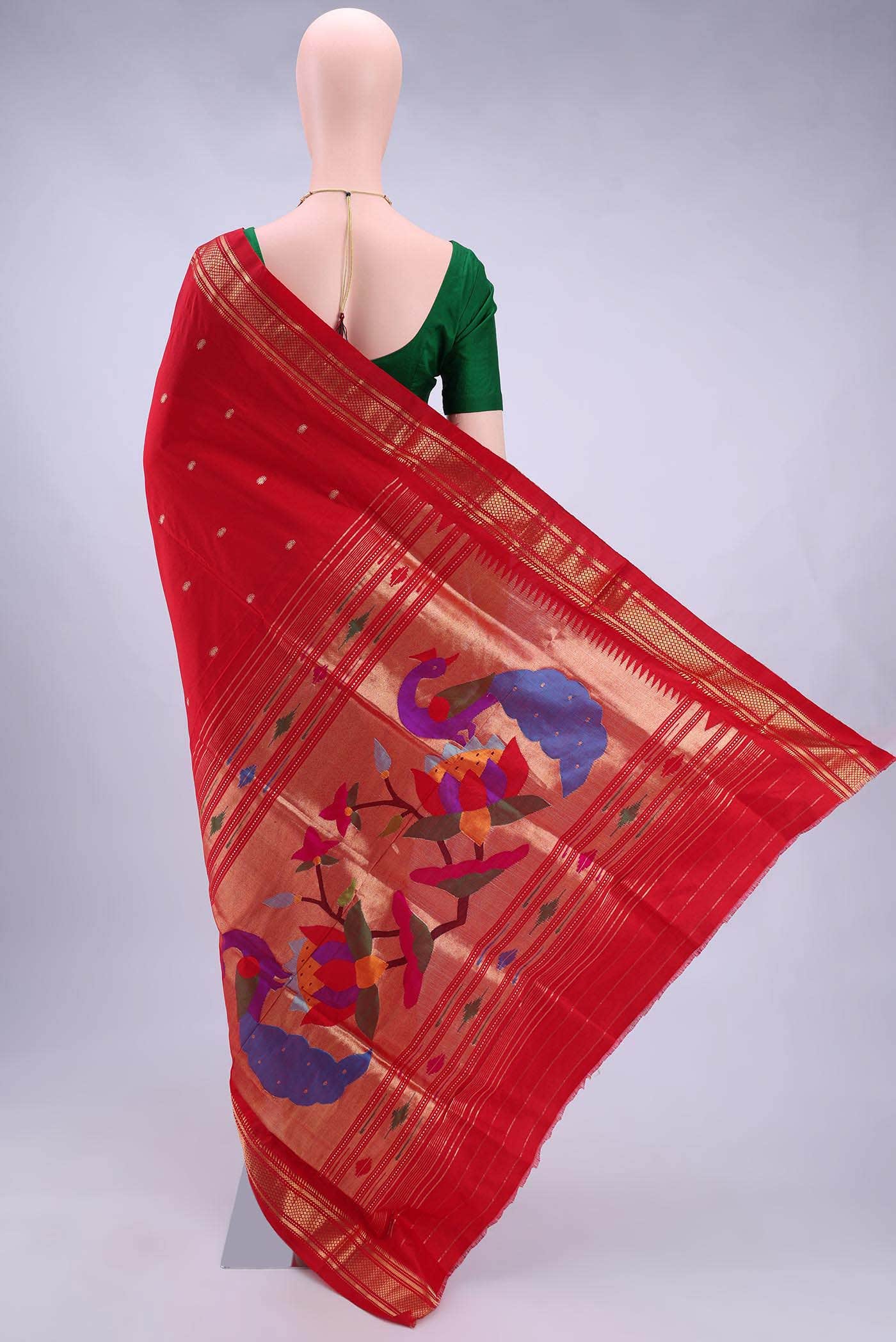 Imperial Red Paithani Silk Saree - Image 2