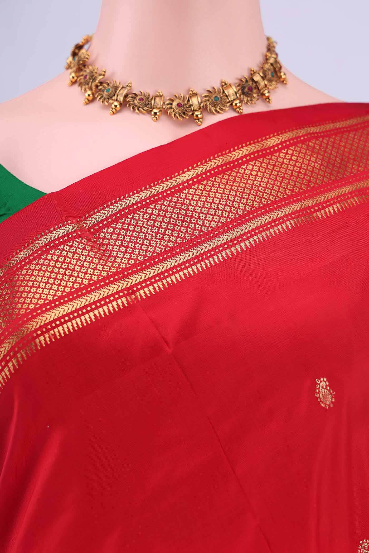 Imperial Red Paithani Silk Saree - Image 3