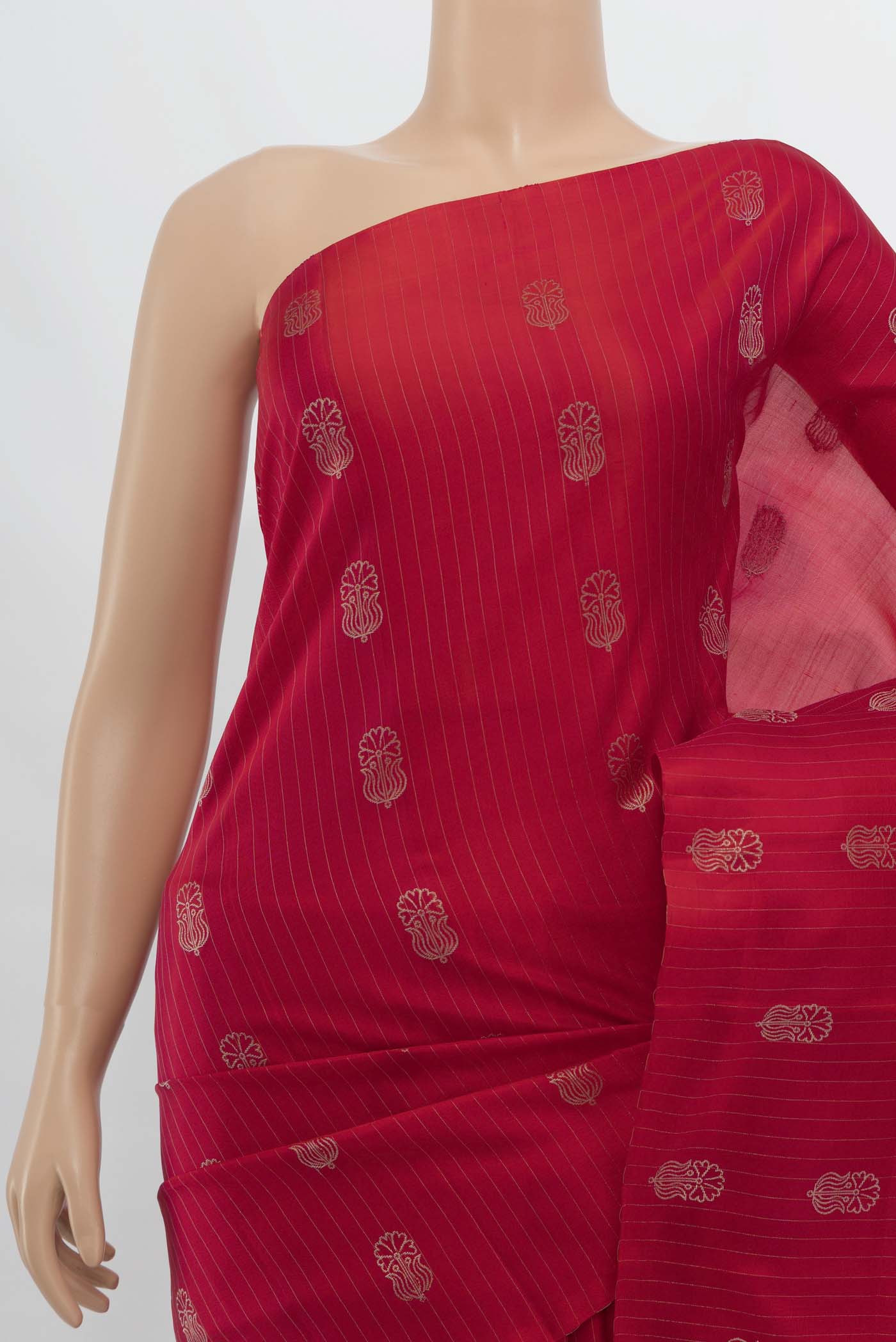 Imperial Red Soft Silk Saree - Image 2