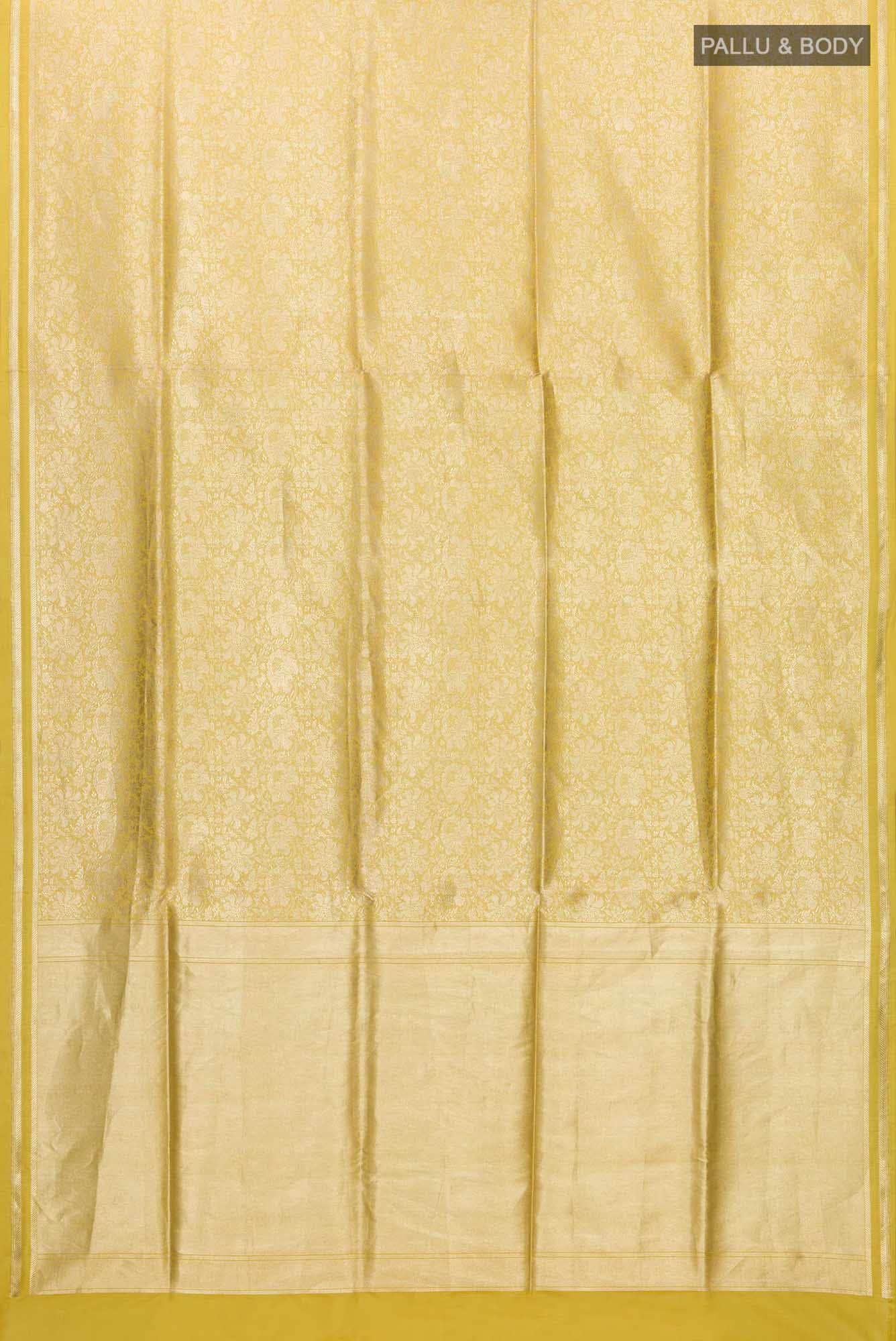 Japanese Tea Ceremony-Yellow Banarasi Silk Saree - Image 7