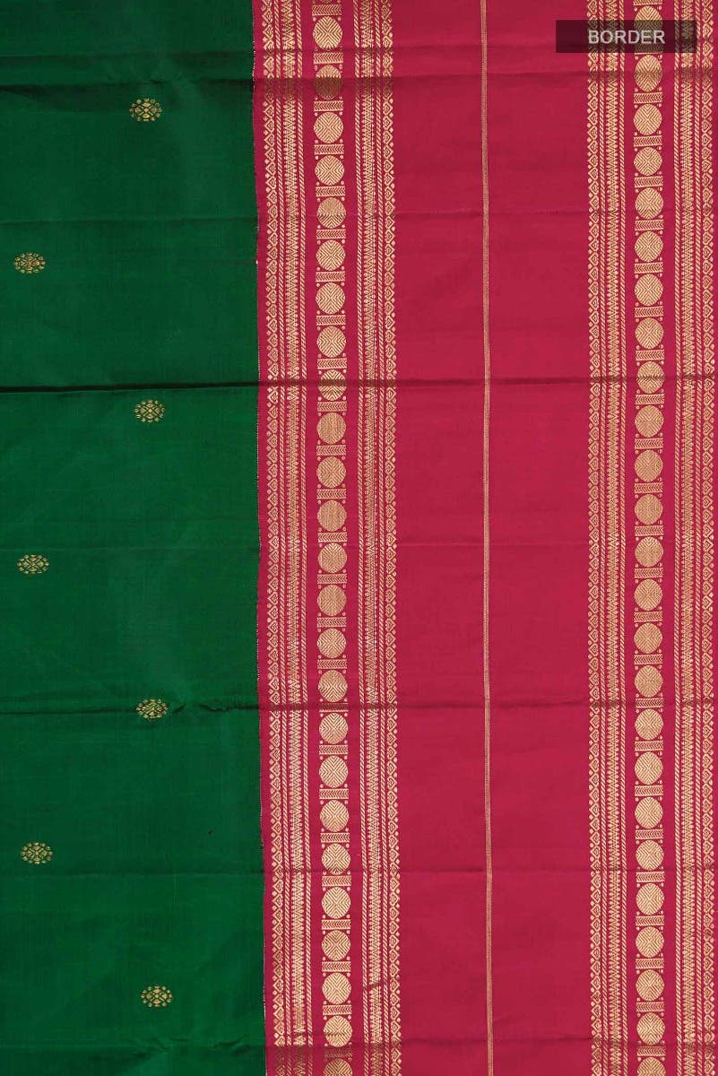 Kamala-Pure Silk Pure Gold Zari Green Kanchipuram Saree - Image 16