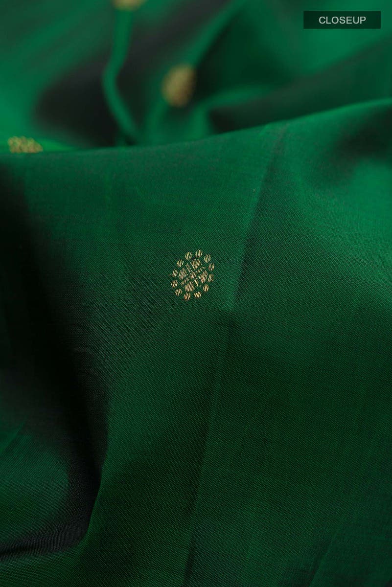 Kamala-Pure Silk Pure Gold Zari Green Kanchipuram Saree - Image 17