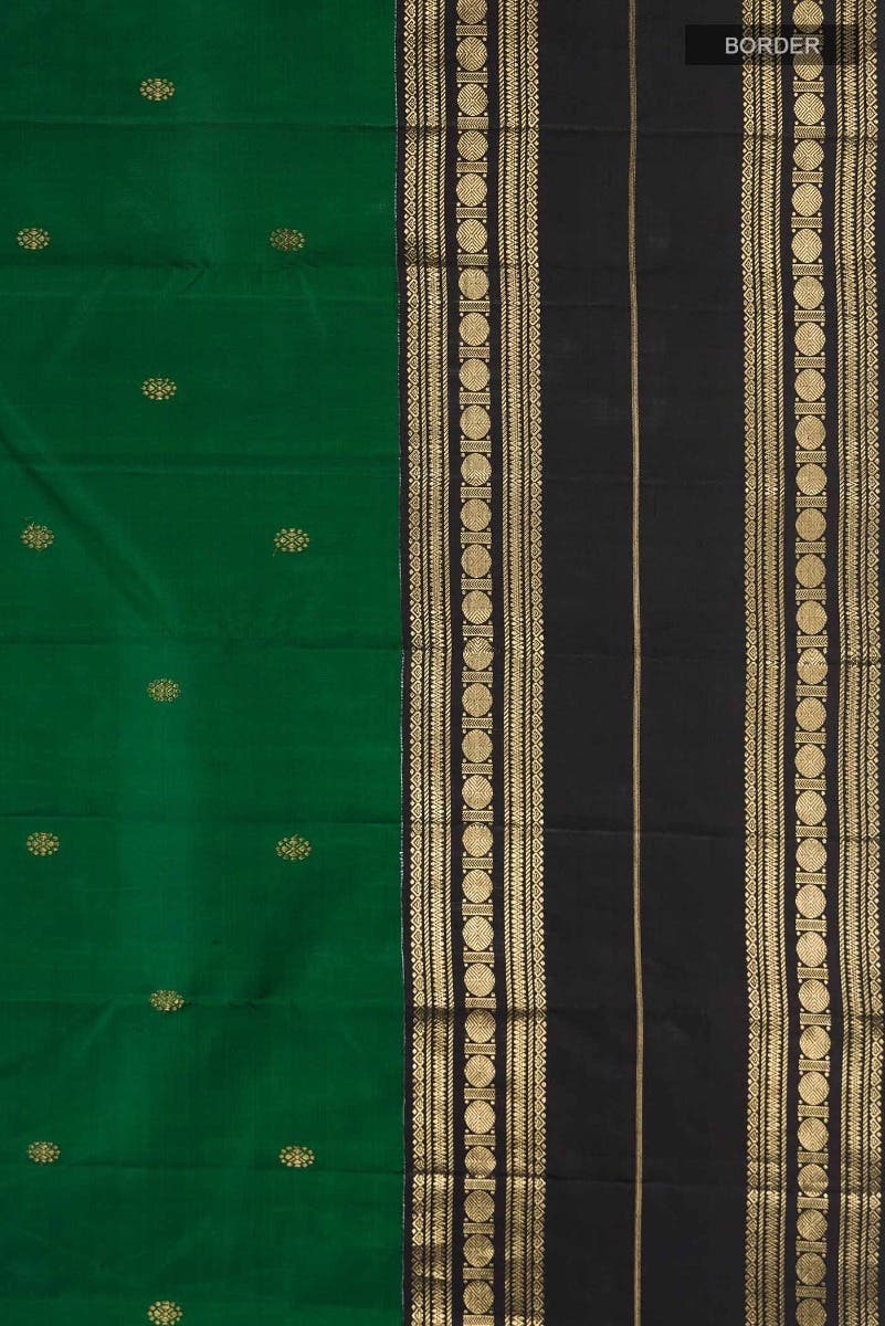 Kamala-Pure Silk Pure Gold Zari Green Kanchipuram Saree - Image 18