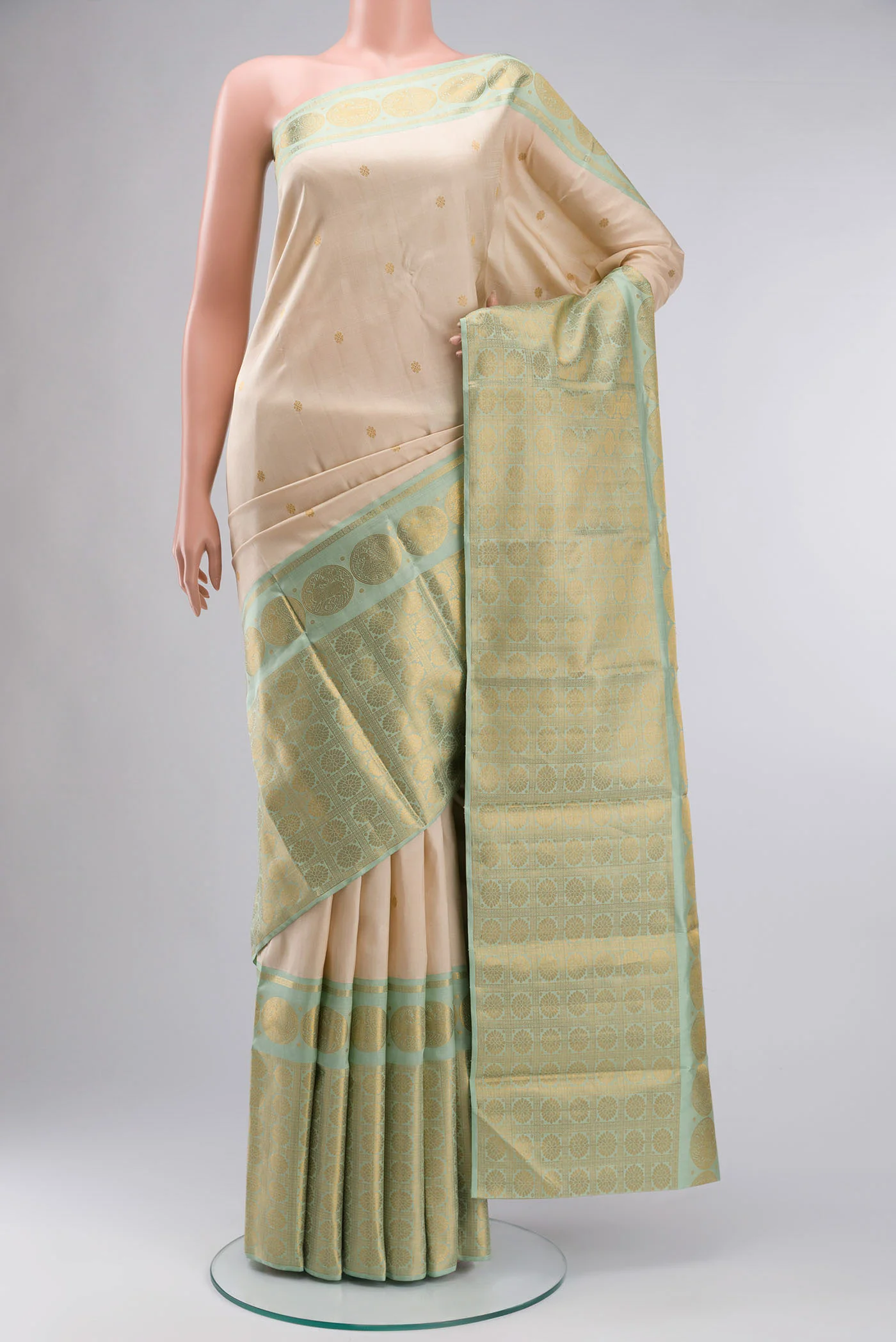 Kanmani-Cream Kanchipuram Silk Saree