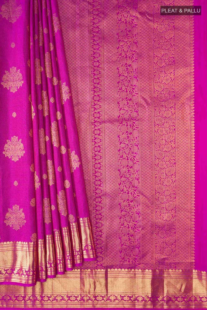 Kavini-Dark Pink Kanchipuram Silk Saree - Image 5
