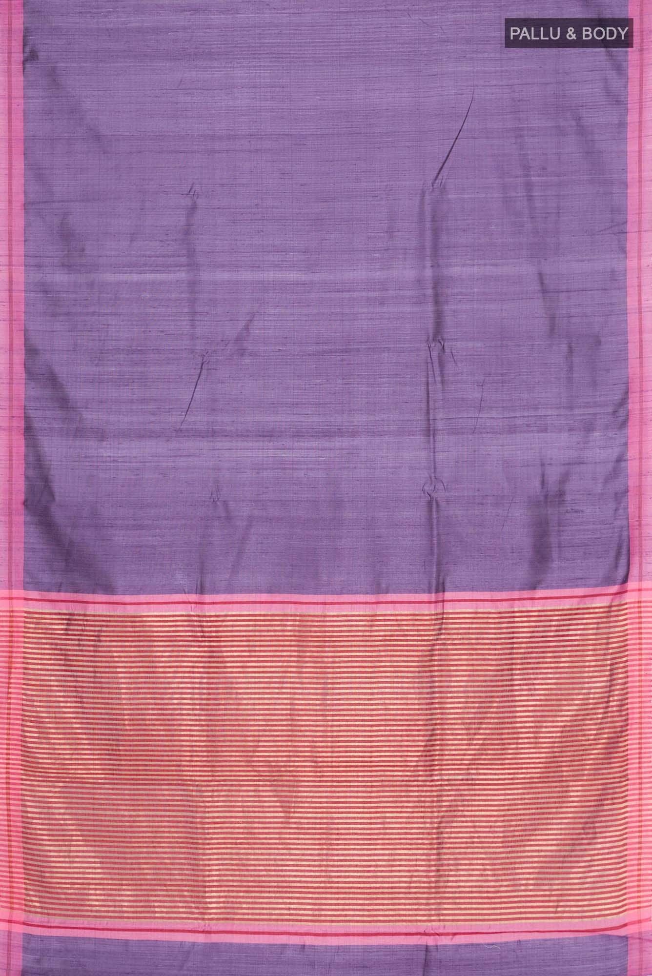 Kruti-Purple Bhagalpuri Tussar Silk Saree - Image 4