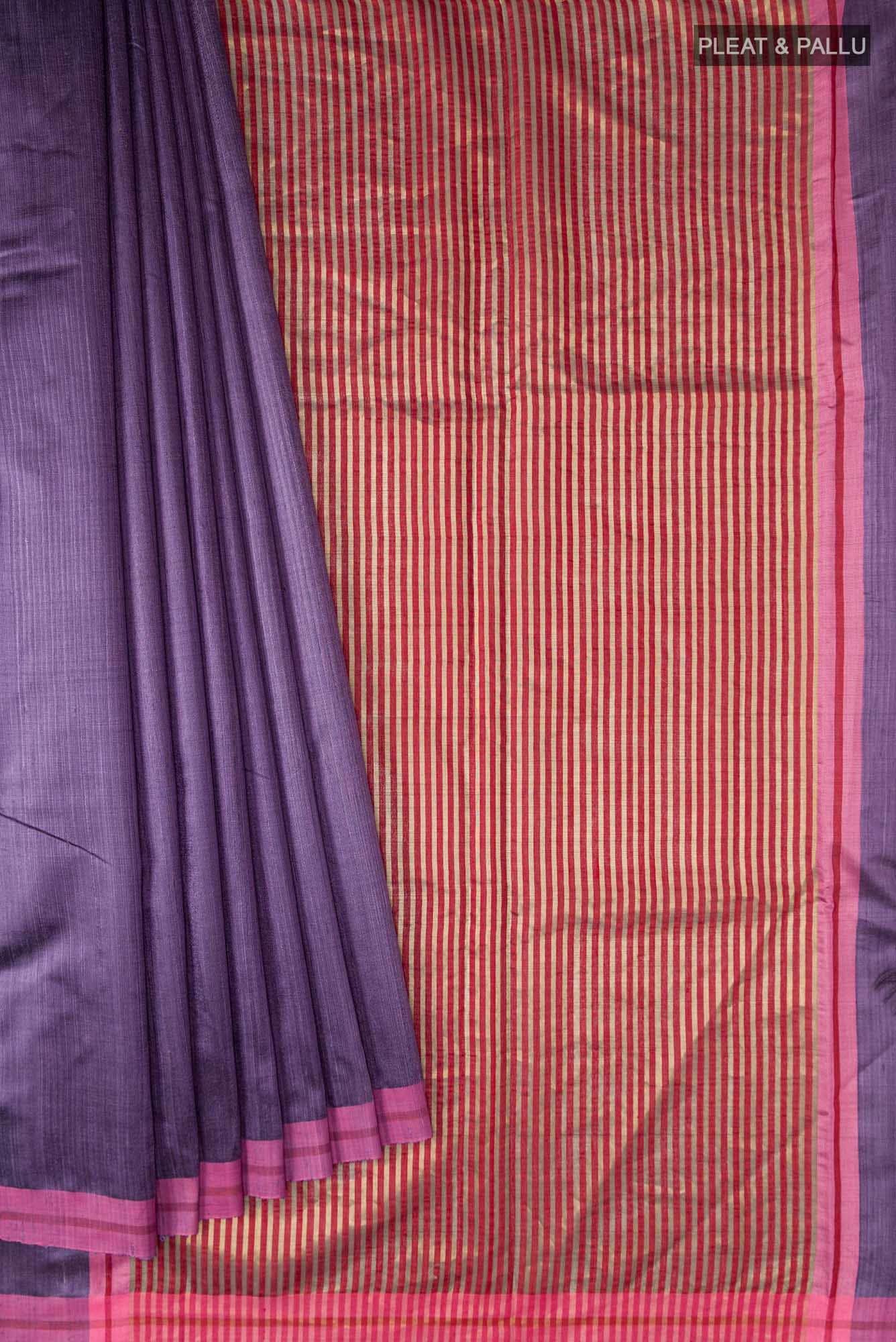 Kruti-Purple Bhagalpuri Tussar Silk Saree - Image 6