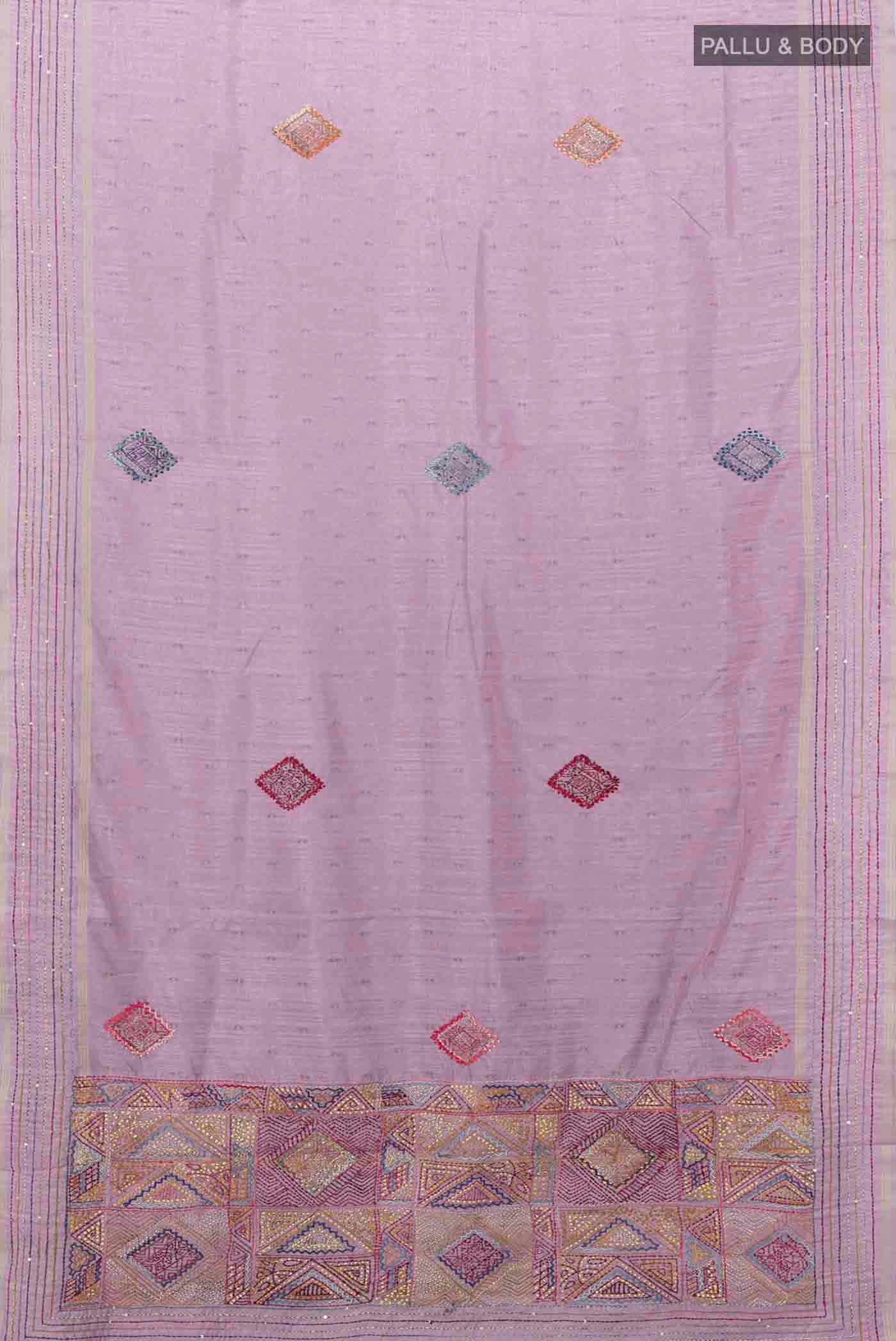 Lavender Blended Tussar Silk Saree - Image 5
