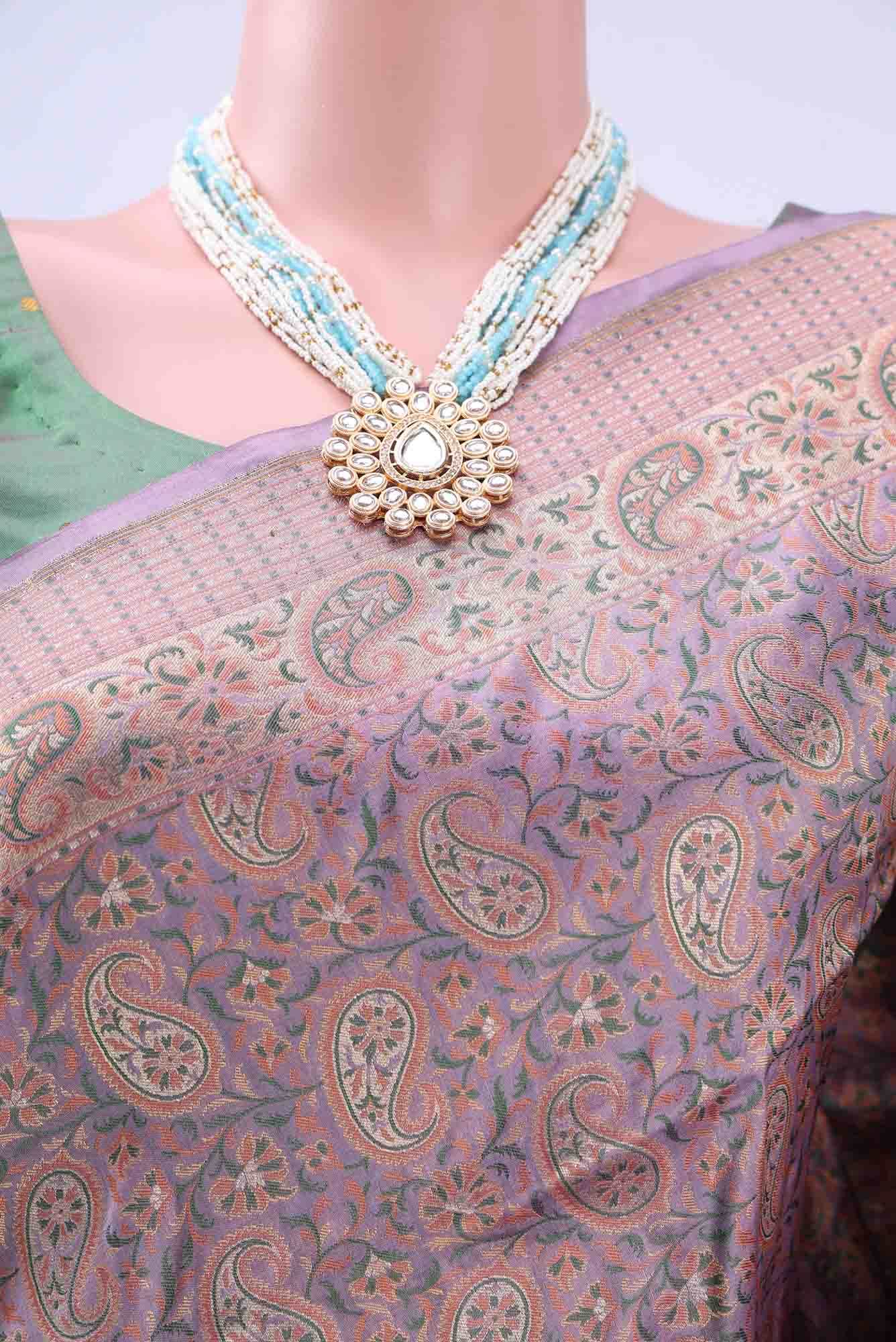 Lavender Baluchari Silk Saree - Image 3