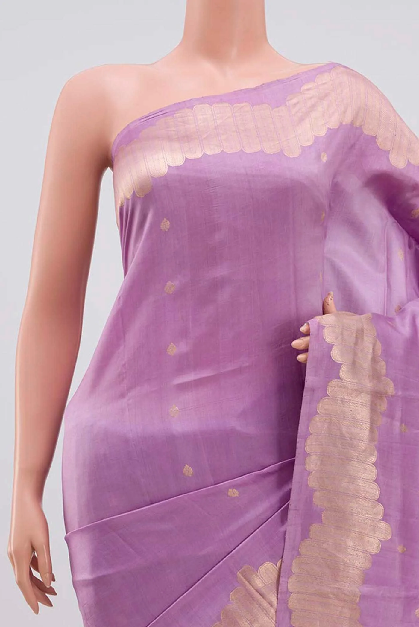 Lavender Banarasi Katan Silk Saree - Image 2
