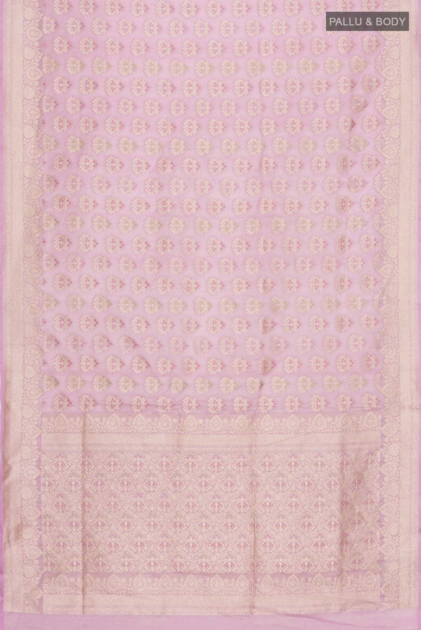 Lavender Banarasi Silk Saree - Image 6