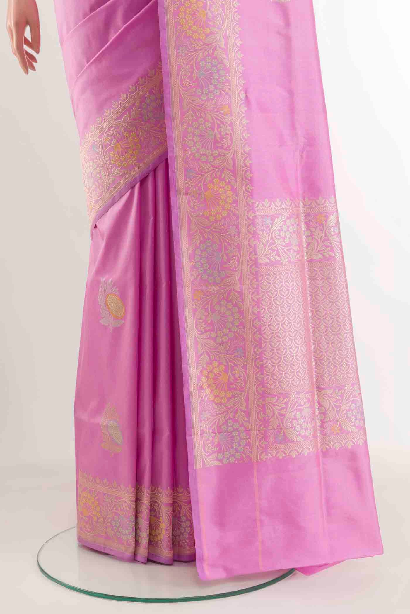 Lavender Banarasi Silk Saree - Image 3