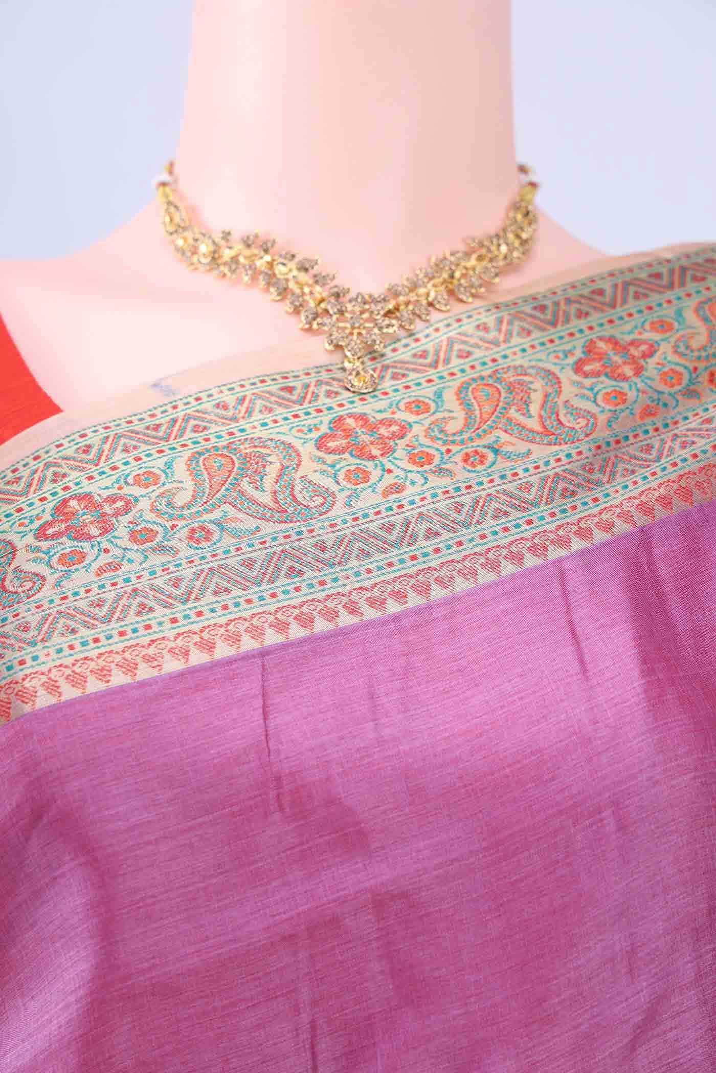 Lavender Banarasi Silk Saree - Image 3