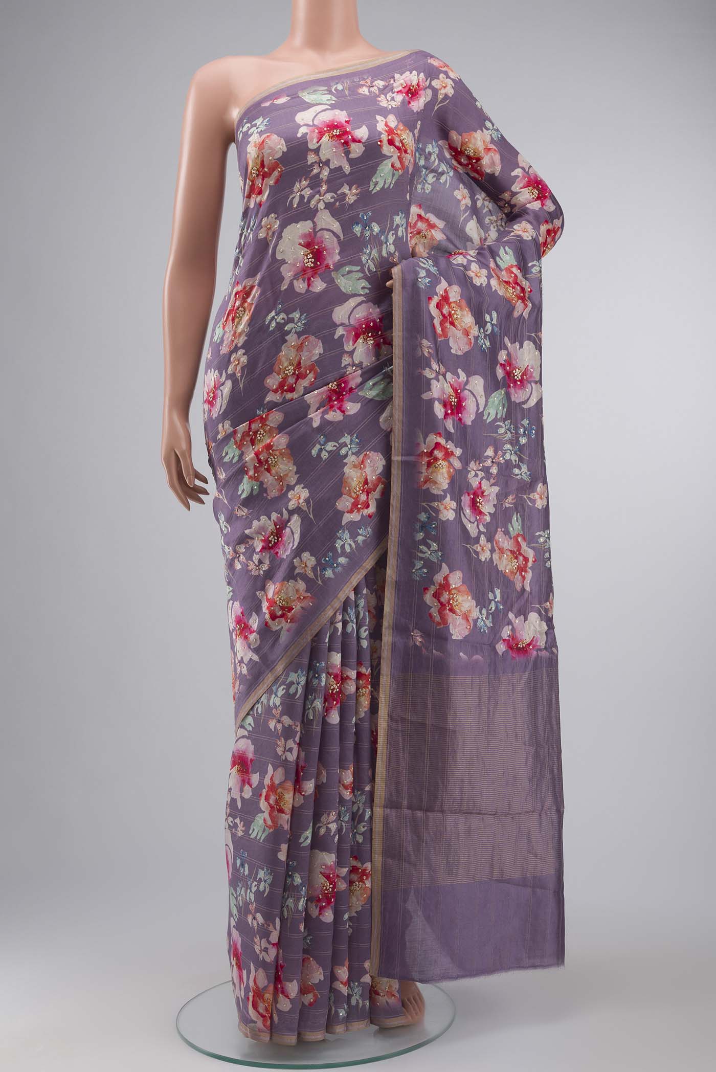 Lavender Bhagalpuri Tussar Silk Saree