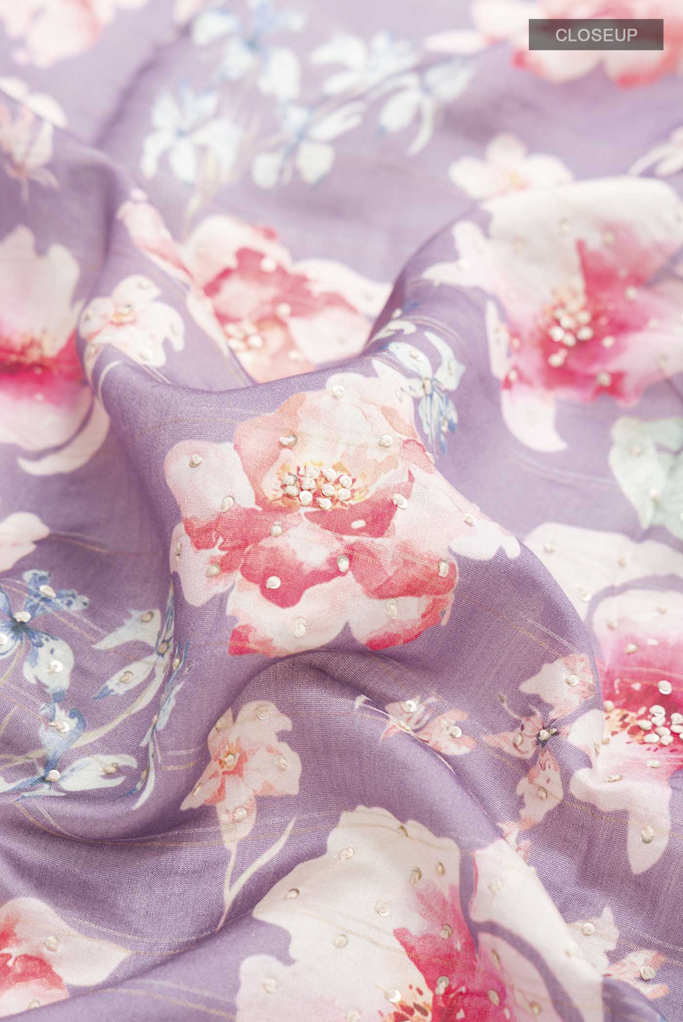 Lavender Bhagalpuri Tussar Silk Saree - Image 2