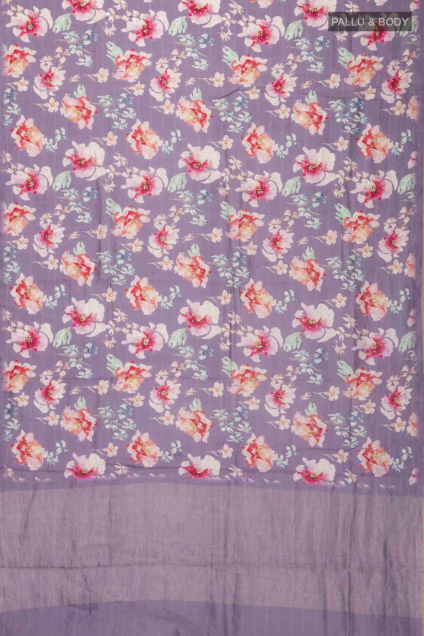 Lavender Bhagalpuri Tussar Silk Saree - Image 5