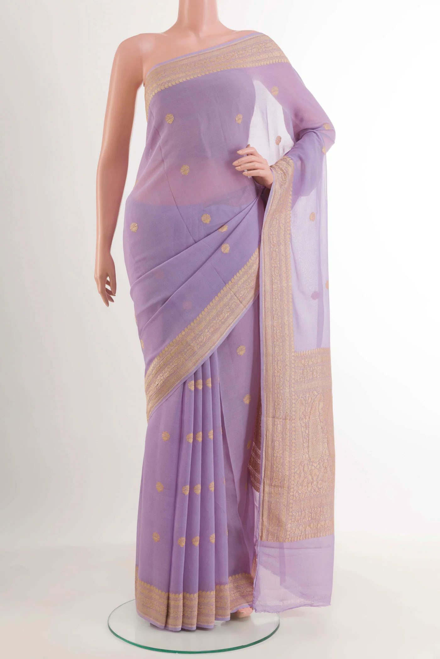 Lavender Banarasi Georgette Saree
