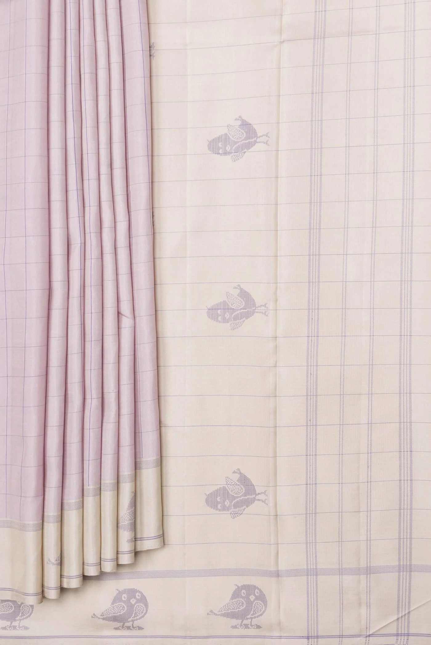 Lavender Dual Tone Kanchipuram Saree - Image 4
