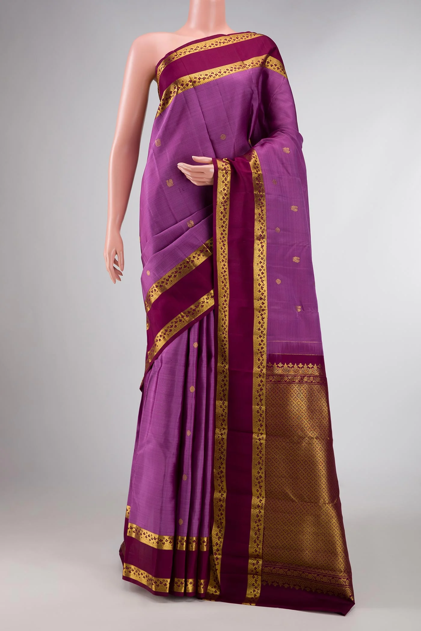 Lavender Dual Tone Kanchipuram Silk Saree
