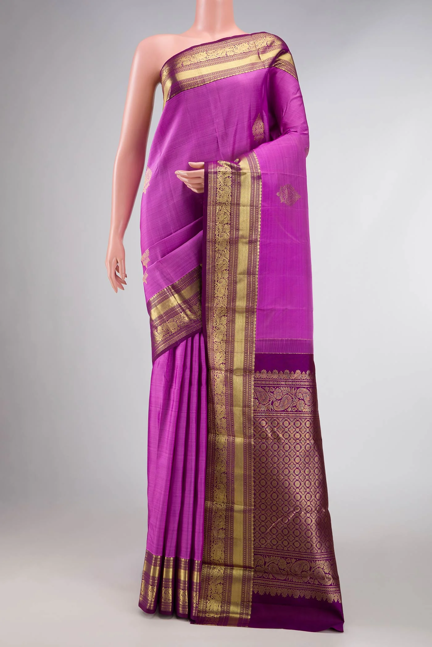Lavender Dual Tone Kanjivaram Silk Saree