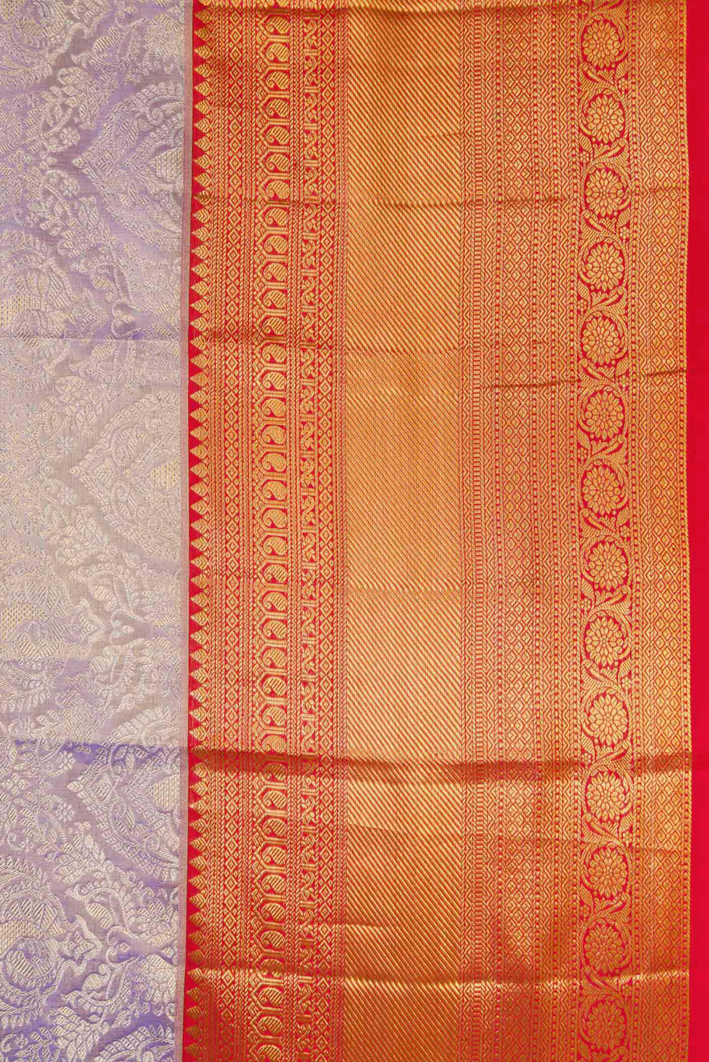Lavender Dual Tone Kanchipuram Tissue Silk Saree - Image 3