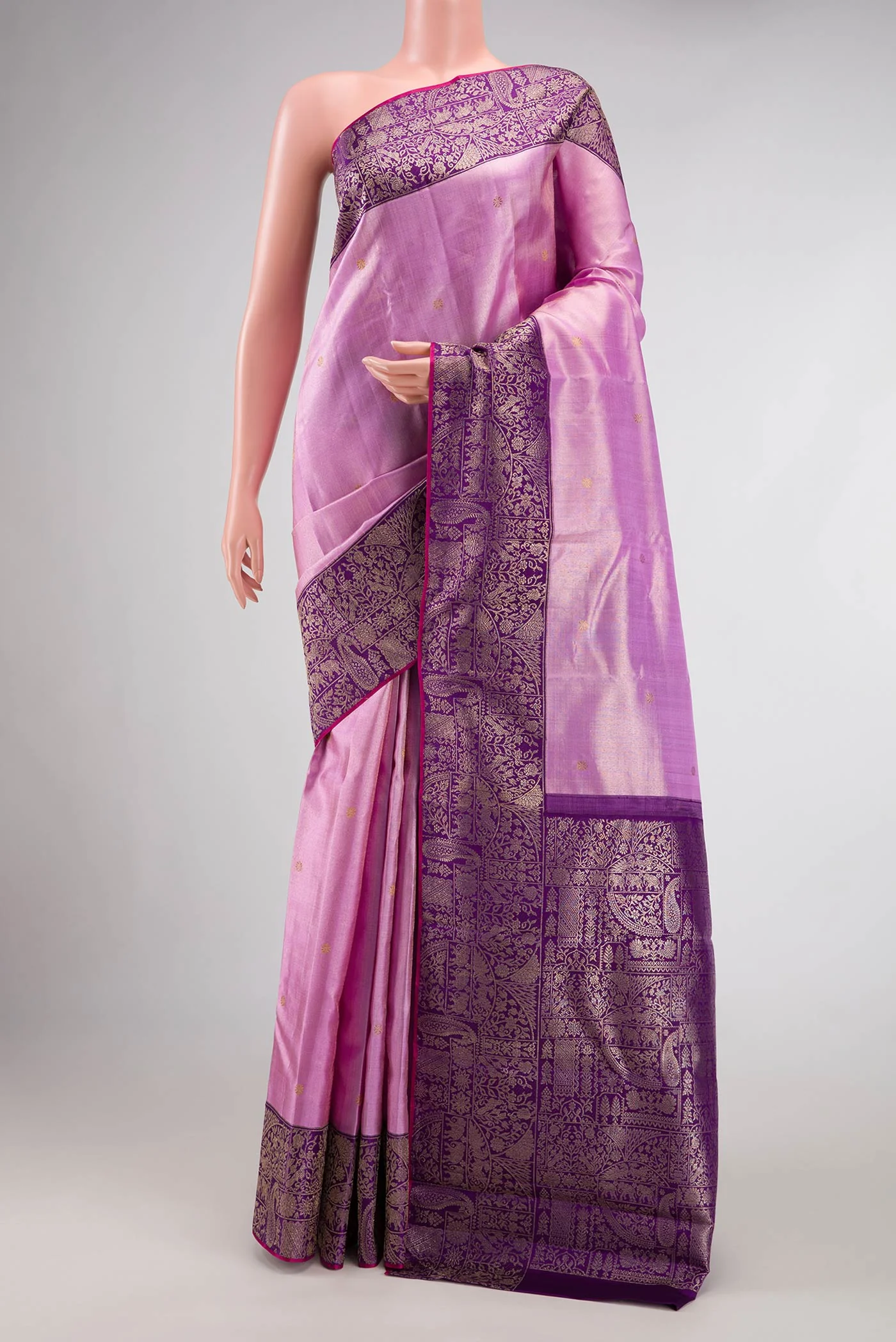 Lavender Dual Tone Kanjivaram Tissue Silk Saree