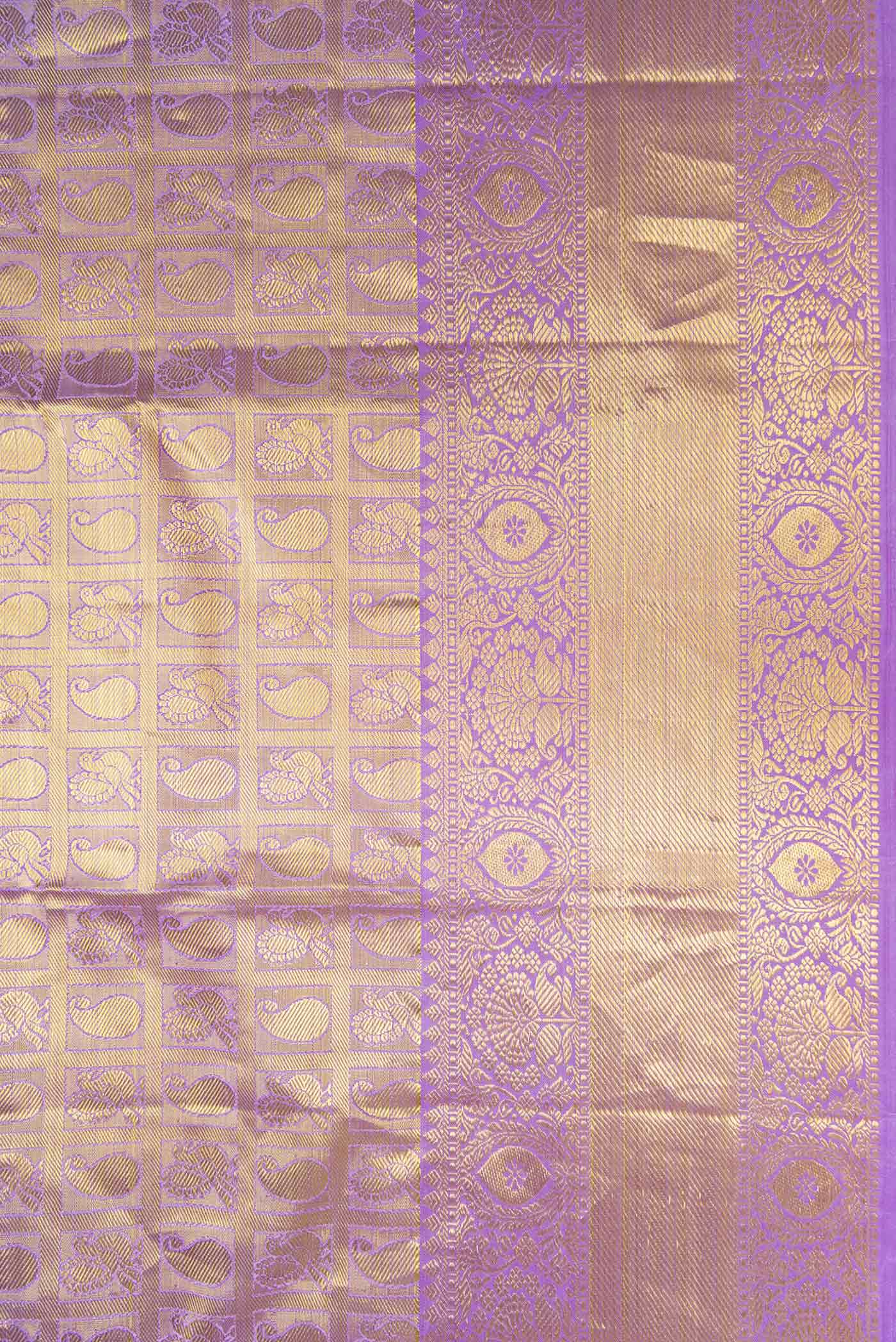 Lavender Dual Tone Kanjivaram Tissue Silk Saree - Image 3