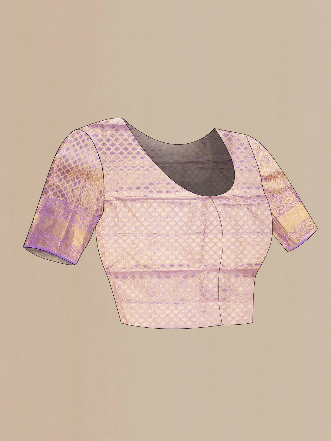 Lavender Dual Tone Kanjivaram Tissue Silk Saree - Image 5