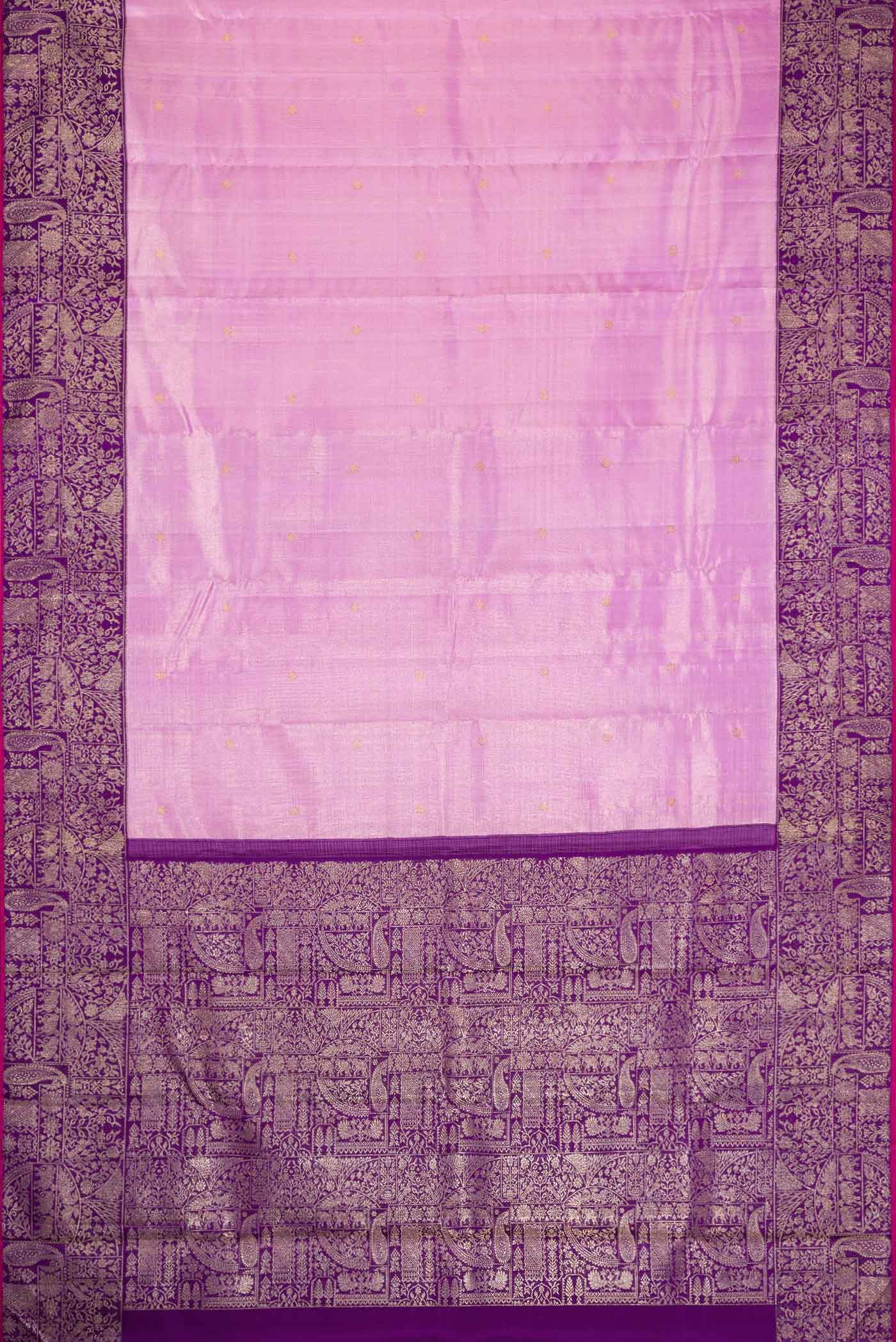 Lavender Dual Tone Kanjivaram Tissue Silk Saree - Image 6