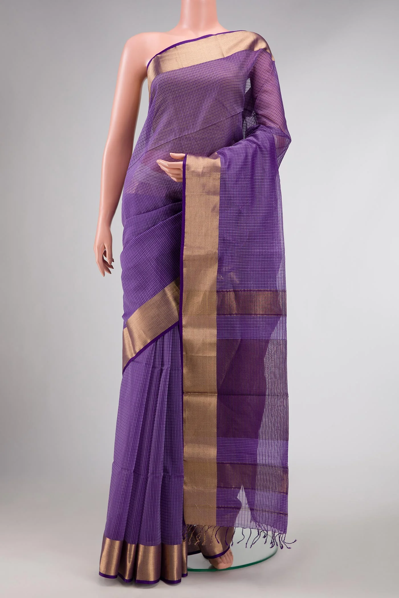 Lavender Dual Tone Maheshwari Silk Saree