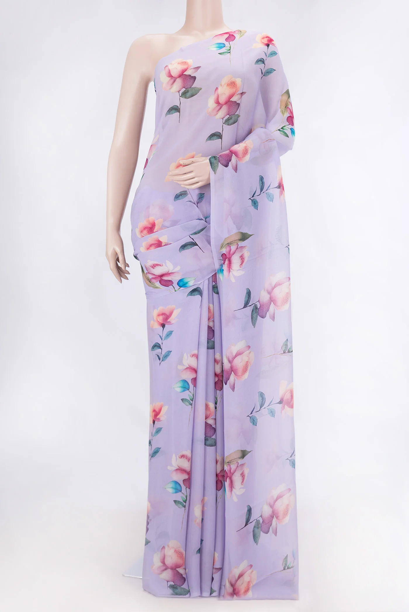 Lavender Dual Tone Mysore Georgette Saree
