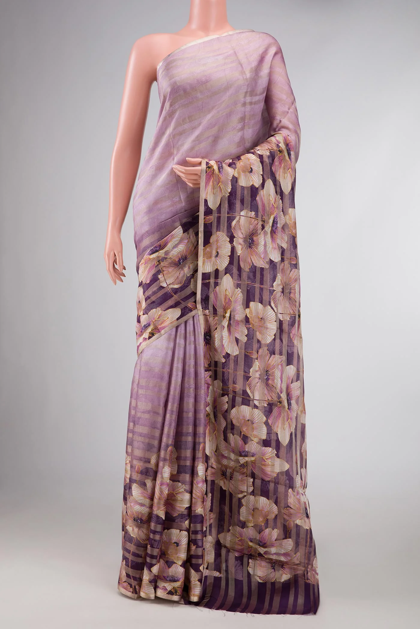 Lavender Dual Tone Mysore Georgette Saree