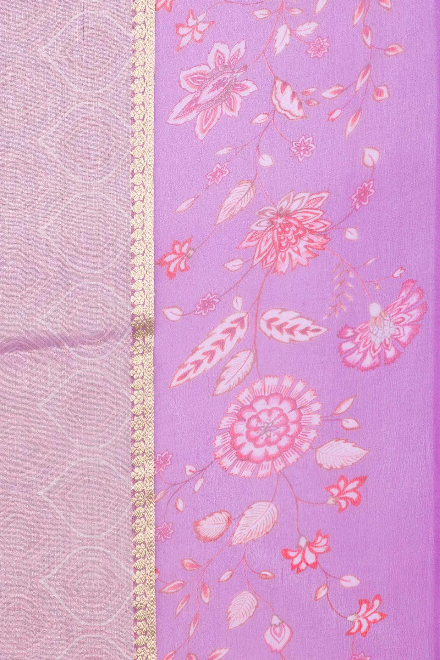 Lavender Dual Tone Mysore Georgette Saree - Image 3