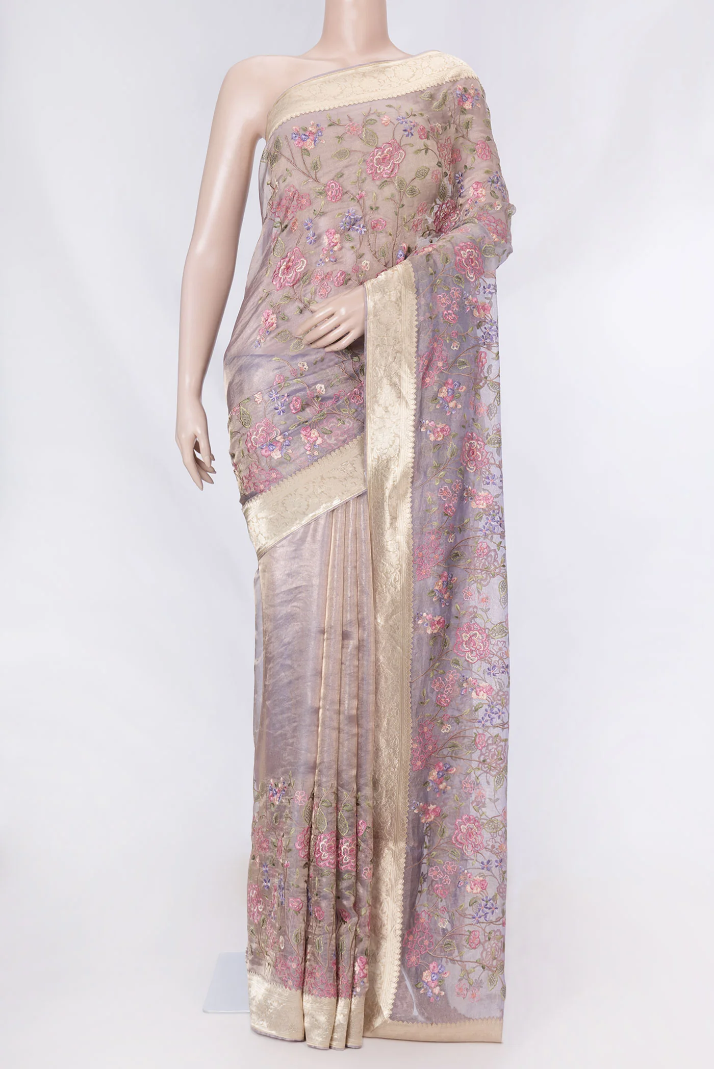 Lavender Dual Tone Organza Silk Saree