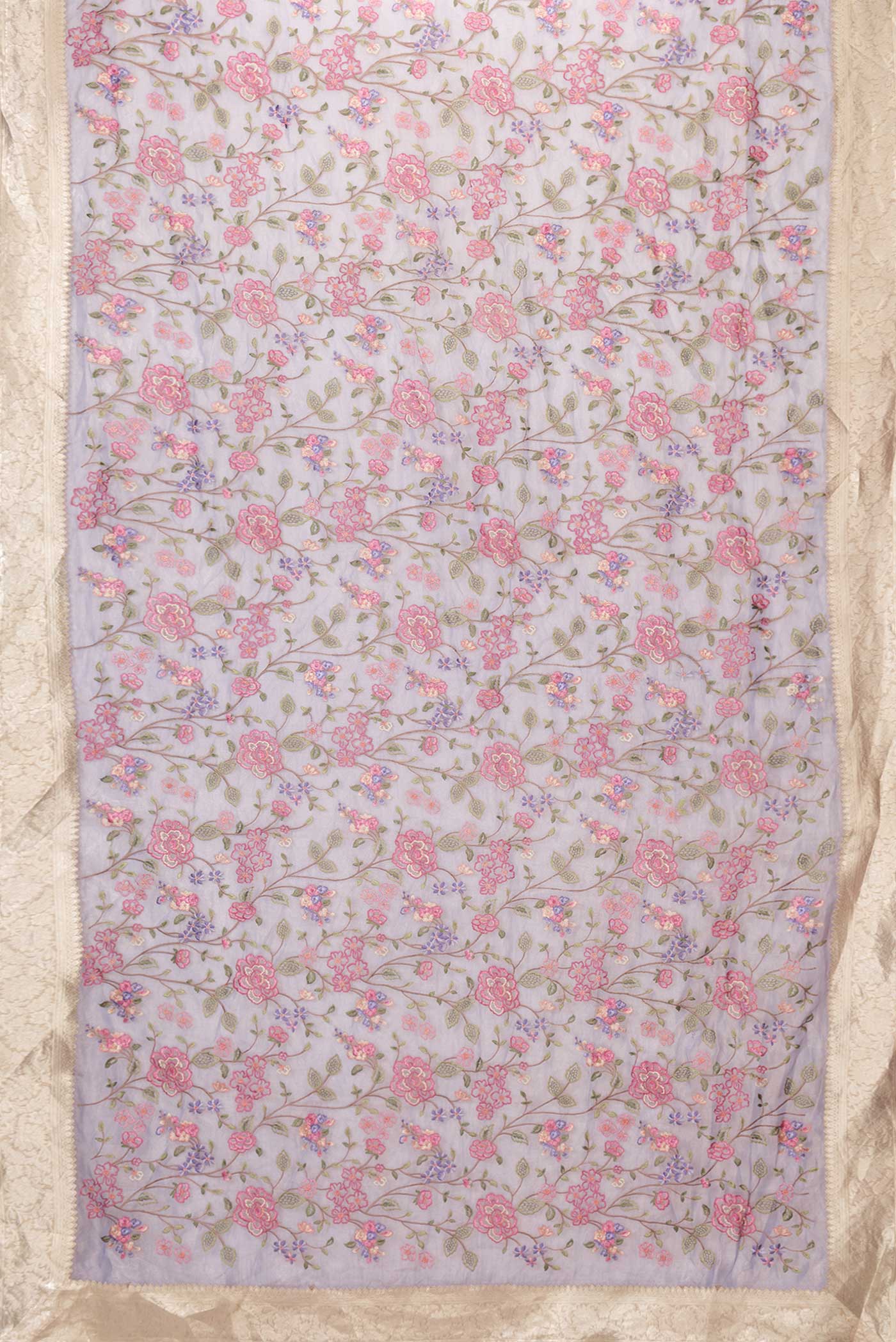 Lavender Dual Tone Organza Silk Saree - Image 6