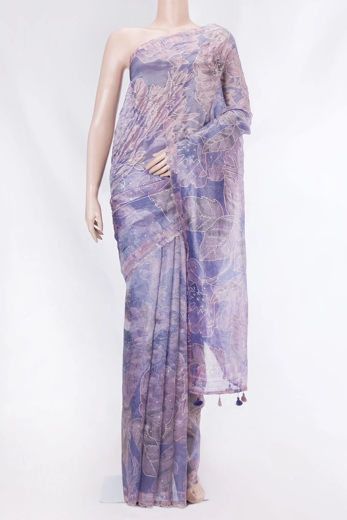 Lavender Dual Tone Organza Silk Saree